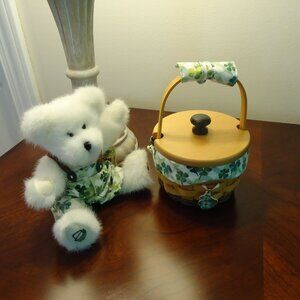 Longaberger Lucky You Basket w/ Boyds Bears LUCKY O'BEARY Bear